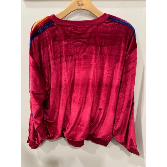 AVIATOR NATION CLASSIC VELVET RELAXED SWEATSHIRT - RED - Picture 2 of 2
